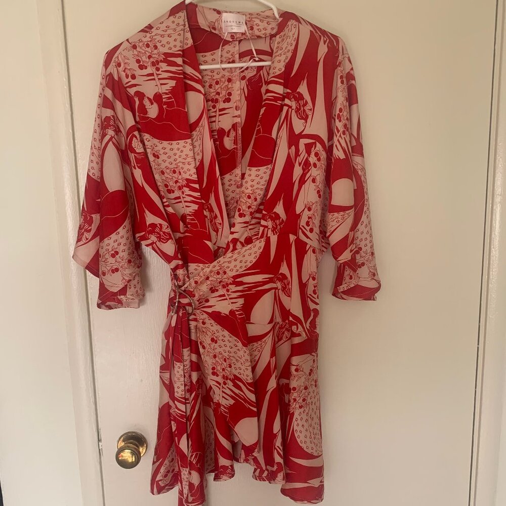 Red Kimono dress model "Tokyo" Anonyme Designers Small